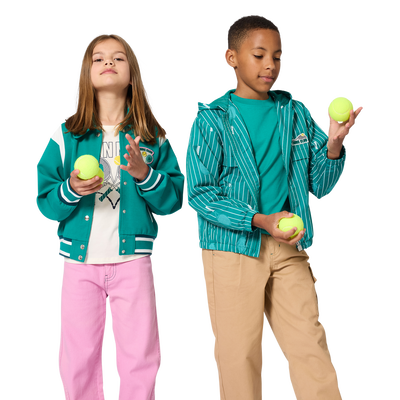 STRICKJACKE MIT DRUCKKN&Ouml;PFEN KIDS AROUND M&Auml;DCHEN