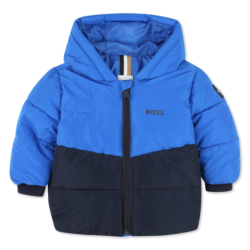 Zweifarbige Kapuzen-Steppjacke BOSS 
                        JUNGE