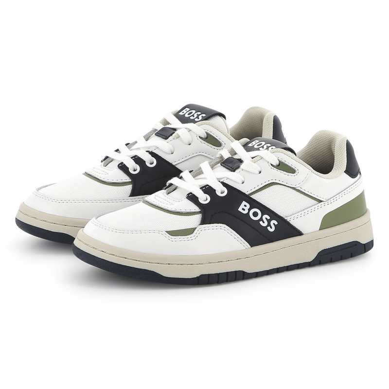 Schn&uuml;rsneaker aus Materialmix BOSS 
                        JUNGE