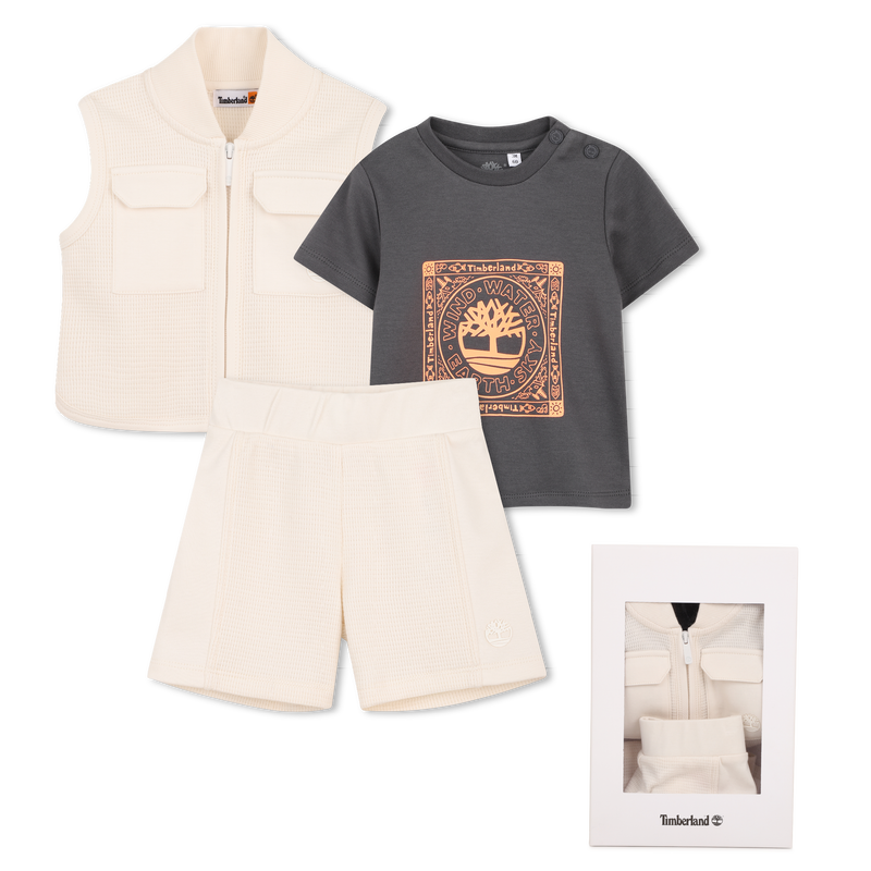 SET AUS STRICKJACKE, T-SHIRT UND SHORTS TIMBERLAND 
                        JUNGE