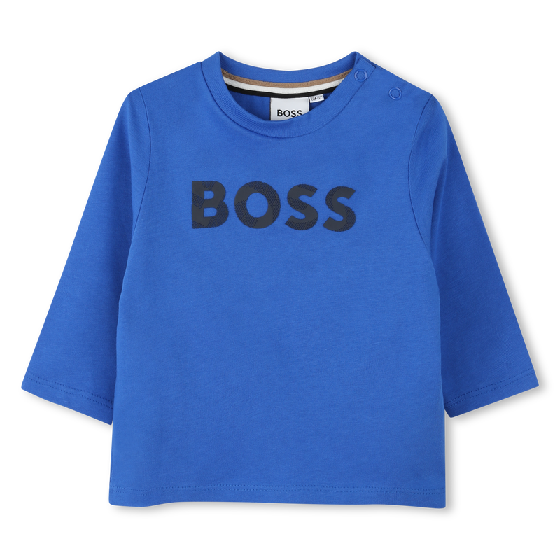 Baumwoll-Langarmshirt mit Logo BOSS 
                        JUNGE