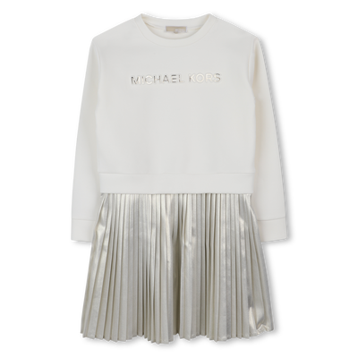 Langärmeliges Kleid aus Bi-Material MICHAEL KORS MÄDCHEN
