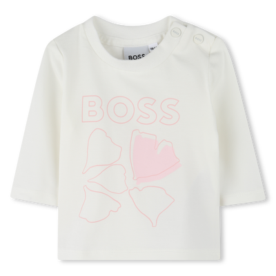 T-Shirt mit Bl&uuml;tenblatt-Print BOSS M&Auml;DCHEN
