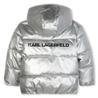 Silberne Daunenjacke mit Kapuze KARL LAGERFELD KIDS 
                    M&Auml;DCHEN