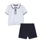 Set aus Polohemd und Shorts, HIMMELBLAU, hi-res