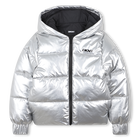 Silberne Daunenjacke mit Kapuze DKNY 
                    M&Auml;DCHEN