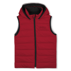 Daunenjacke mit Kapuze in Flann-Optik, DUNKEL ROT, hi-res