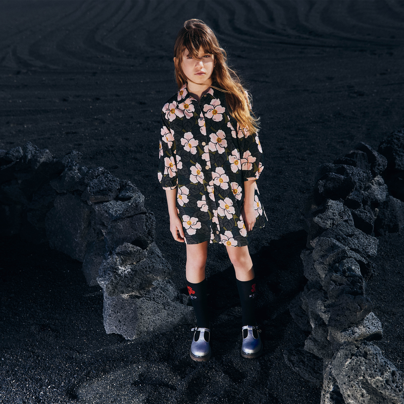 Langes Kleid mit Puff&auml;rmeln KENZO KIDS 
                        M&Auml;DCHEN