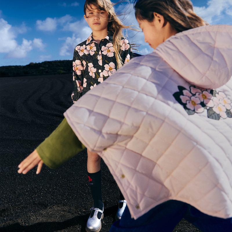 Langes Kleid mit Puff&auml;rmeln KENZO KIDS 
                        M&Auml;DCHEN