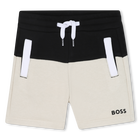 Zweifarbige Sweatshorts, SCHWARZ, hi-res