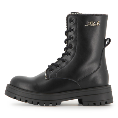 Mittelhoher Schn&uuml;rstiefel aus Rindsleder KARL LAGERFELD KIDS M&Auml;DCHEN