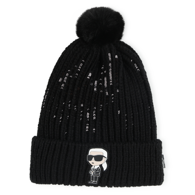 Strickm&uuml;tze mit Bommel KARL LAGERFELD KIDS M&Auml;DCHEN