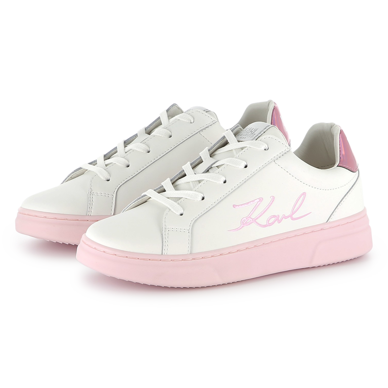 Schn&uuml;rsneakers aus Leder KARL LAGERFELD KIDS 
                        M&Auml;DCHEN
