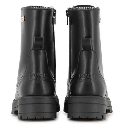 Mittelhoher Schn&uuml;rstiefel aus Rindsleder KARL LAGERFELD KIDS M&Auml;DCHEN