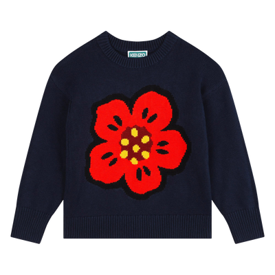 Strickpulli mit Blume und Logo KENZO KIDS M&Auml;DCHEN