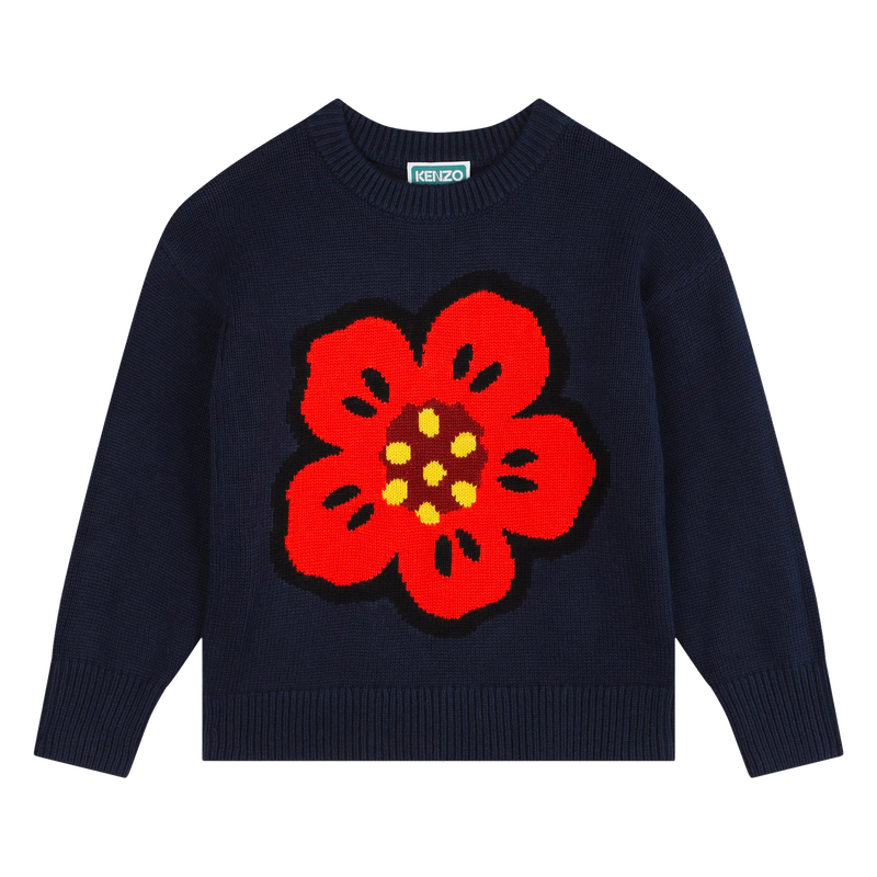 Strickpulli mit Blume und Logo KENZO KIDS 
                        M&Auml;DCHEN