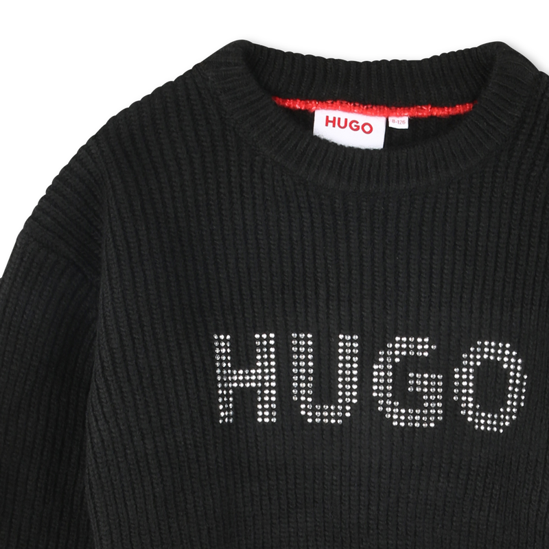 Kurzer Pulli mit Nieten-Logo HUGO 
                        M&Auml;DCHEN