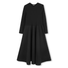 Langes Kleid aus zwei Materialien, SCHWARZ, hi-res