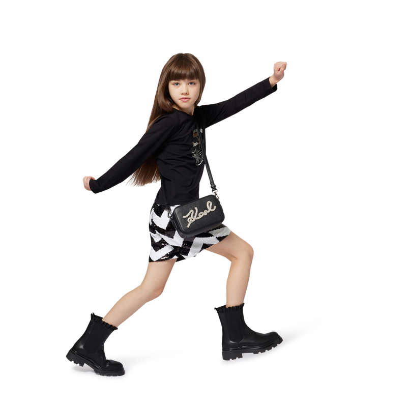 Handtasche, genarbtes und glatt beschichtetes Text KARL LAGERFELD KIDS 
                        M&Auml;DCHEN