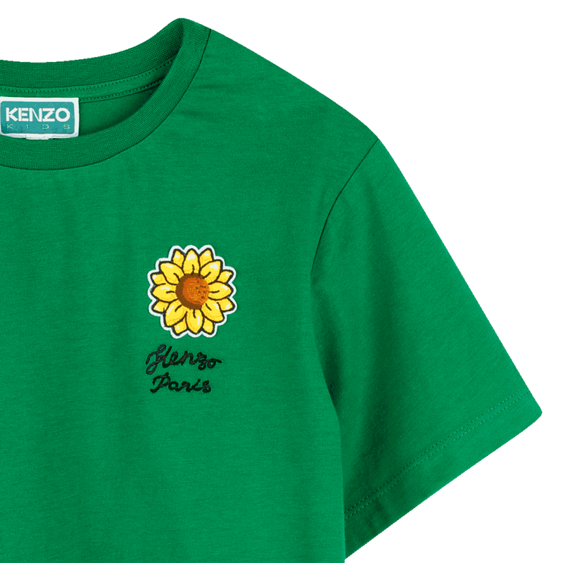 Besticktes T-Shirt mit Badge KENZO KIDS 
                        M&Auml;DCHEN