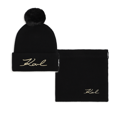 M&uuml;tze und Schal-Set KARL LAGERFELD KIDS M&Auml;DCHEN
