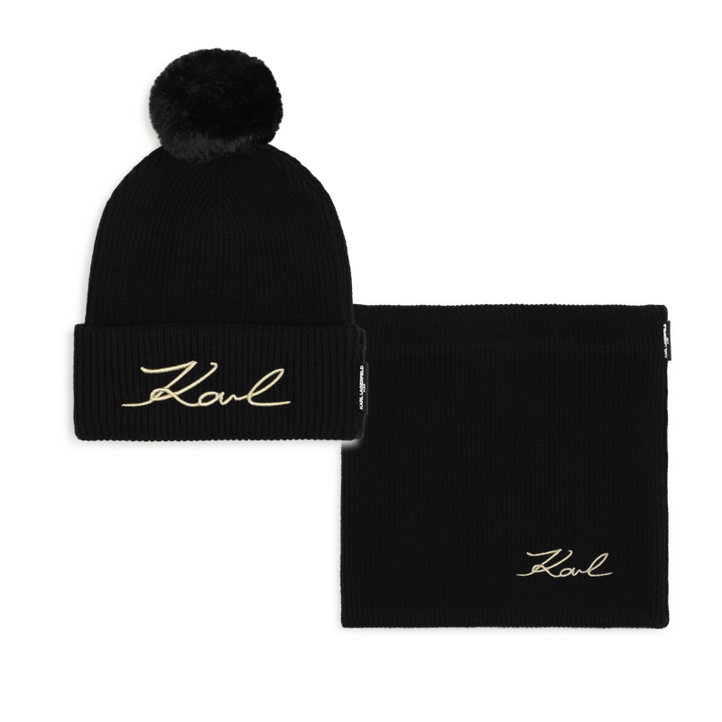 M&uuml;tze und Schal-Set KARL LAGERFELD KIDS 
                        M&Auml;DCHEN