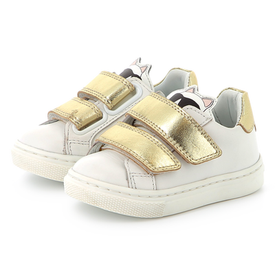 Ledersneakers mit Klett KARL LAGERFELD KIDS M&Auml;DCHEN