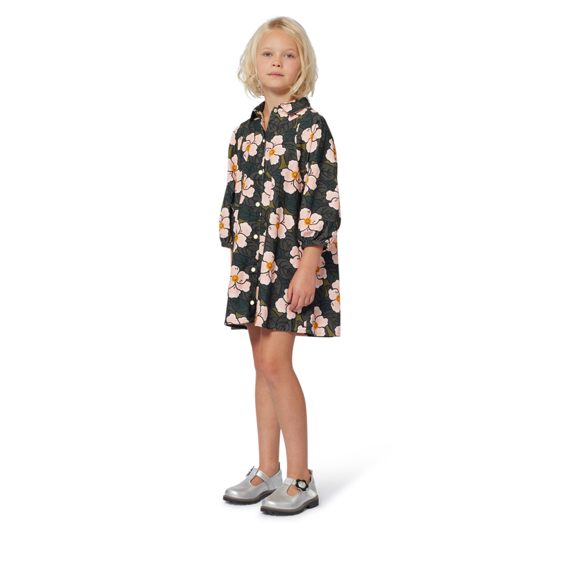 Langes Kleid mit Puff&auml;rmeln KENZO KIDS 
                        M&Auml;DCHEN