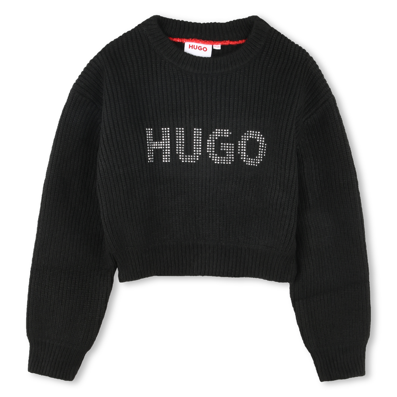 Kurzer Pulli mit Nieten-Logo HUGO 
                        M&Auml;DCHEN