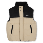 &Auml;rmellose Daunenjacke, BEIGE/SCHWARZ, hi-res