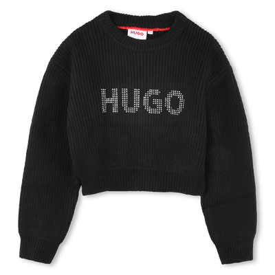 Kurzer Pulli mit Nieten-Logo HUGO MÄDCHEN