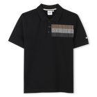 Gerades Poloshirt mit Streifen, SCHWARZ, hi-res