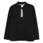 Lang&auml;rmeliges Poloshirt, SCHWARZ, hi-res