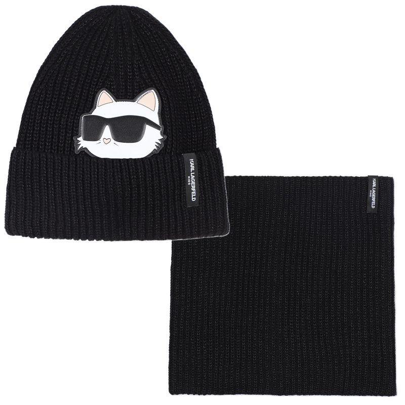 Set aus M&uuml;tze + Halsw&auml;rmer KARL LAGERFELD KIDS 
                        M&Auml;DCHEN
