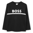 Lang&auml;rmeliges t-shirt, SCHWARZ, hi-res