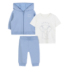 Set aus T-Shirt + Strickjacke + Hose, HIMMELBLAU, hi-res