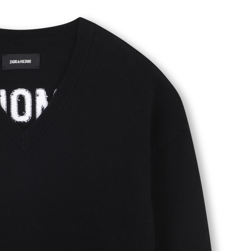 Kontrastierender Pullover mit V-Ausschnitt und Rüc ZADIG & VOLTAIRE 
                        MÄDCHEN