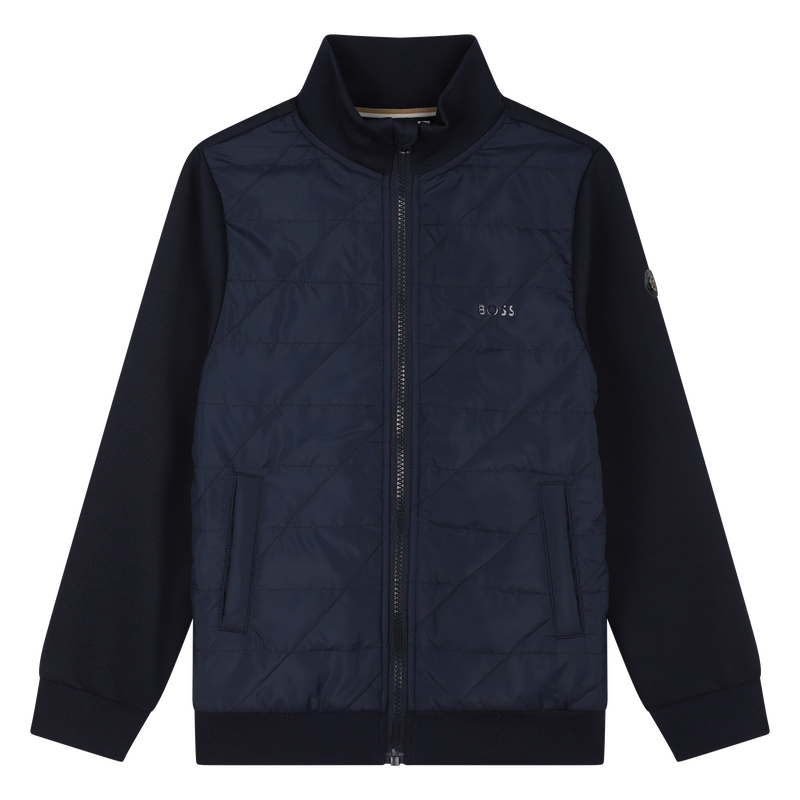 Cardigan aus 2 Materialien BOSS 
                        JUNGE